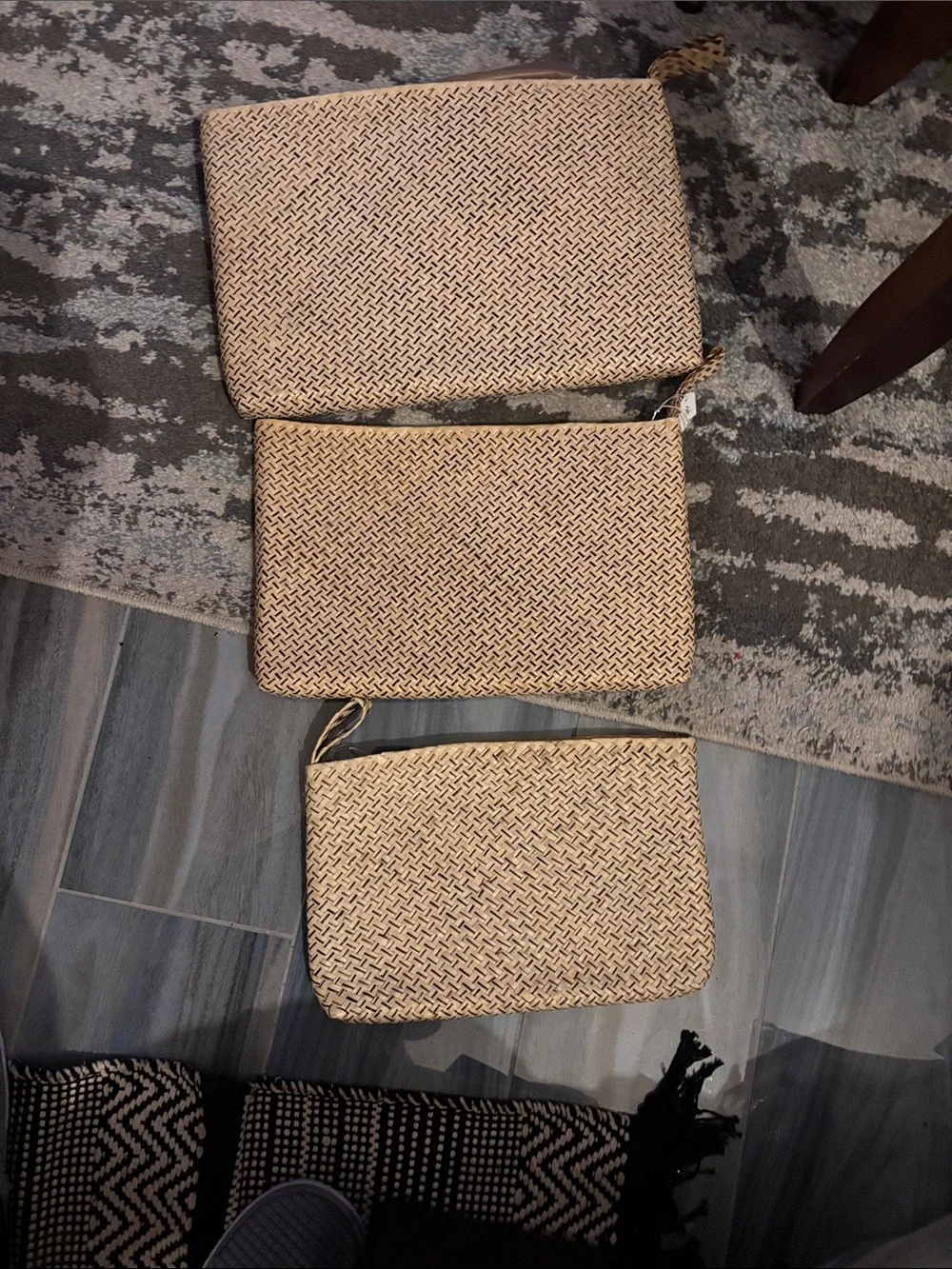 Woven Straw Zip Pouch Clutch - Natural#023 Bundle of three- NWOT